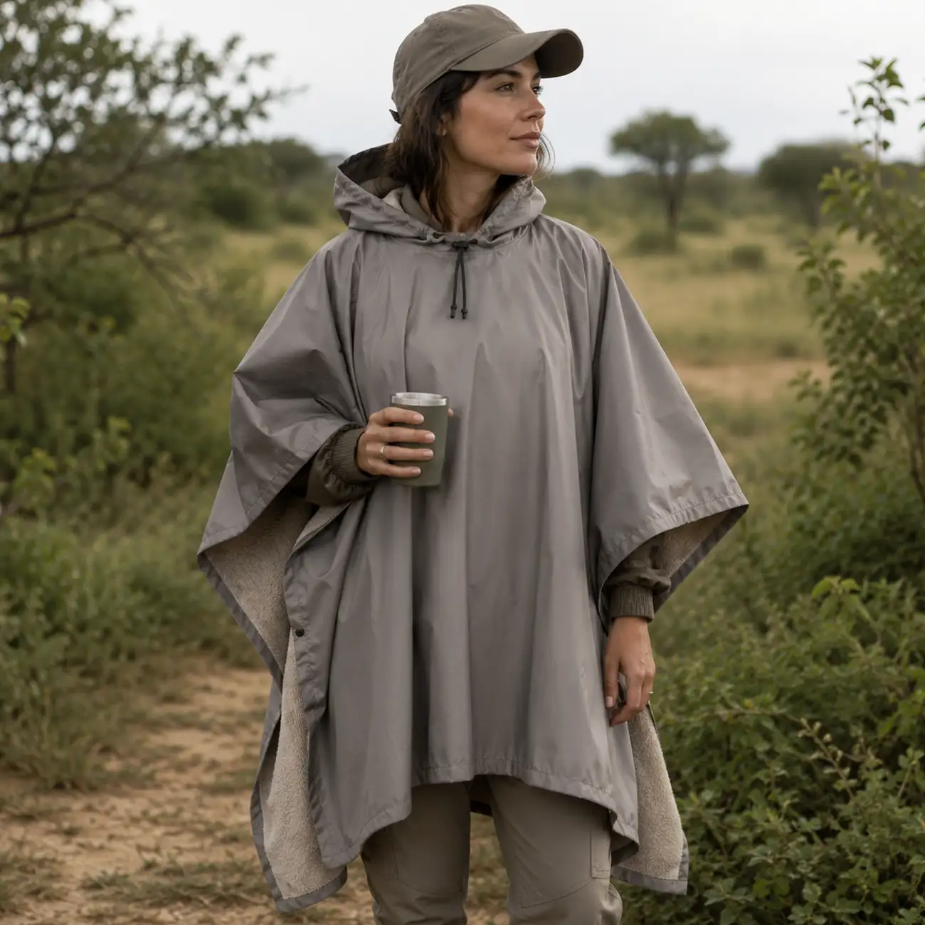 Livingstones Fleece Lined Poncho Stone Mala