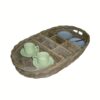 Rattan Thick Garden Tray Oval Grey