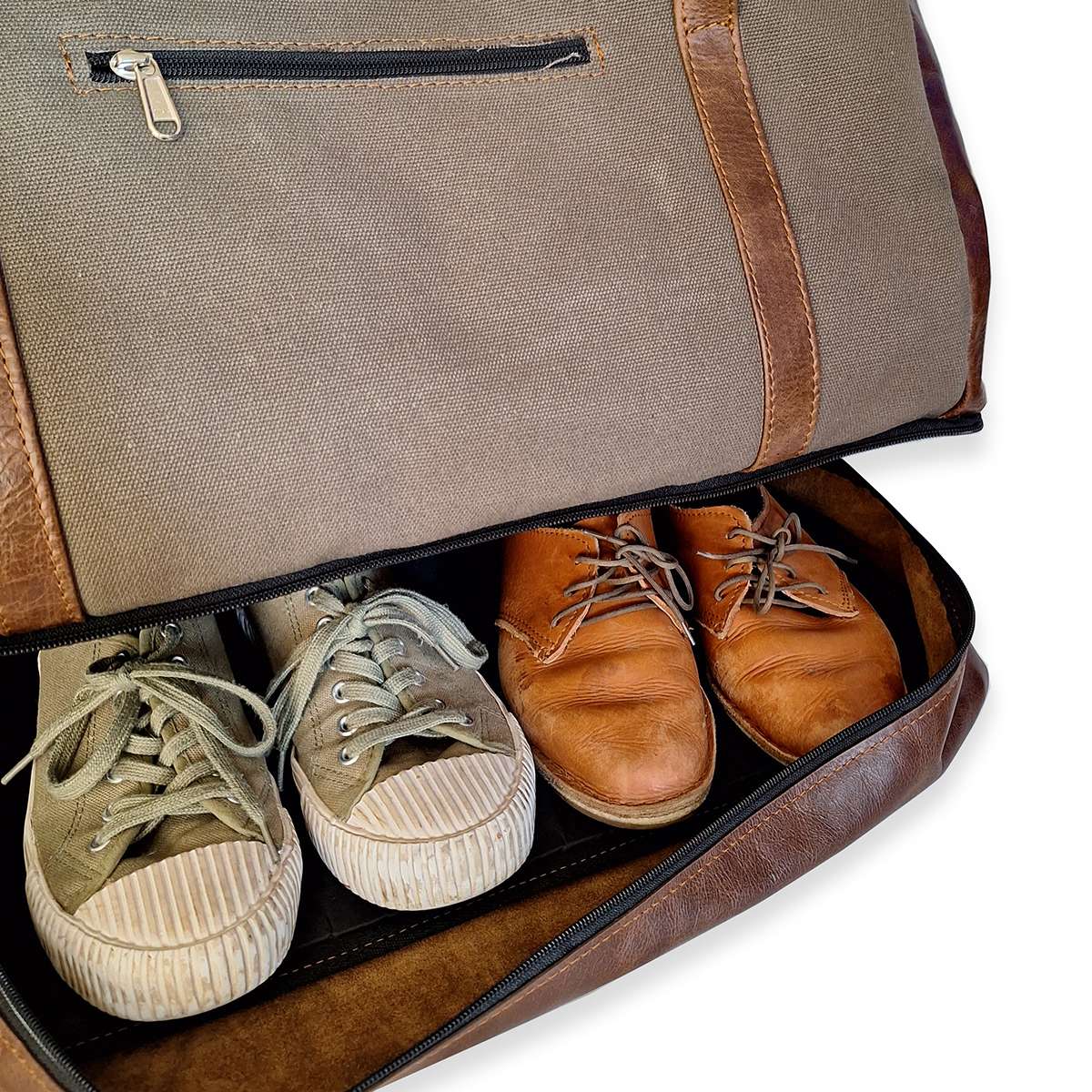 Travel Bag Canvas & Leather 550 x 350 x 350mm