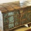 Turquoise dowry chest w metal fittings (India) - L