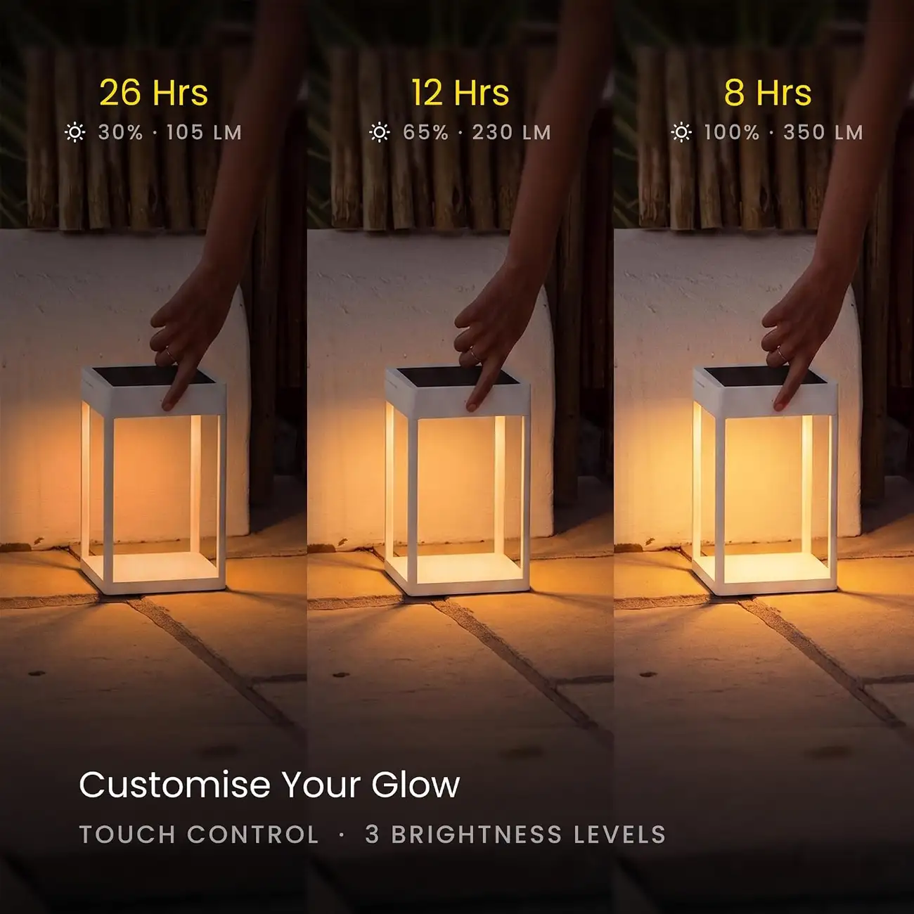 Outdoor Lantern Aluminium Solar/rech 25cm White
