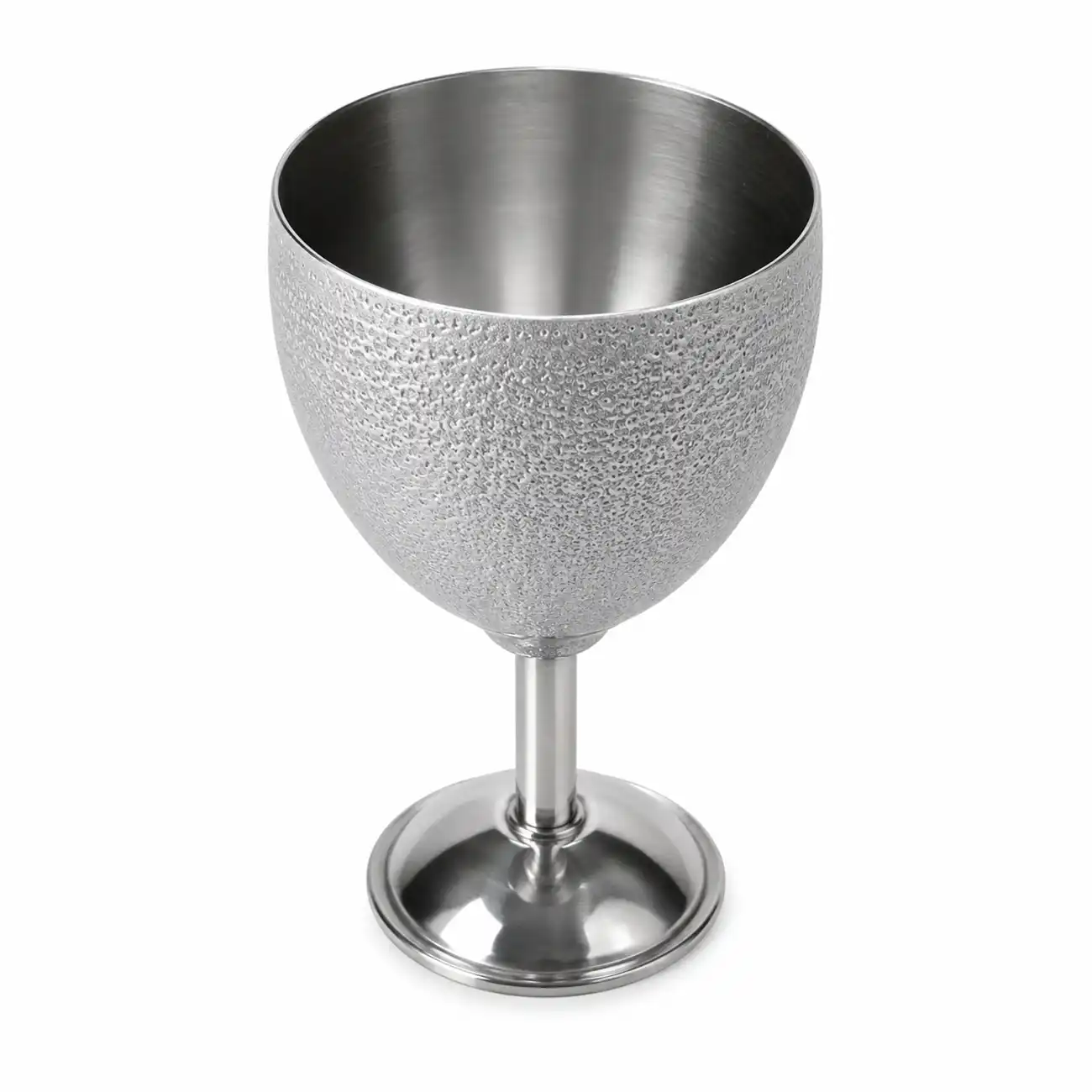 Stainless Steel Wine Goblet Hammertone Silver